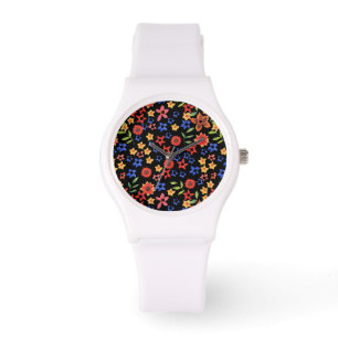 Chic Retro Floral Impression personnalisée Montre