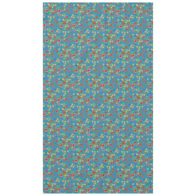 Chic Retro Floral Print auf Aquamarinem Tablettenf Tischdecke (Vorderseite)