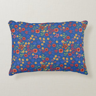 Chic Retro Floral Print auf Blue Accent Pillow Dekokissen