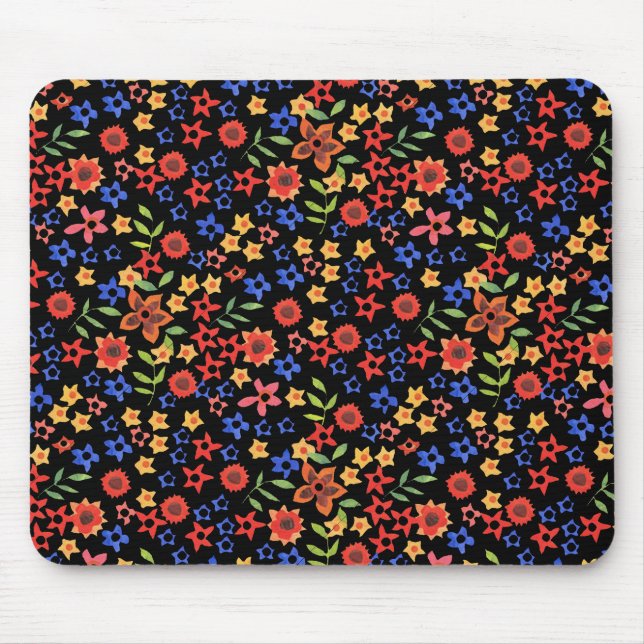 Chic Retro Floral Print Custom Mousepad (Vorne)