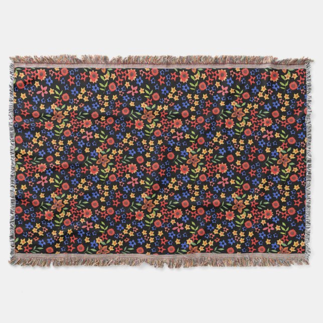 Chic Retro Floral Print Custom Throw Blanken Decke (Vorderseite)