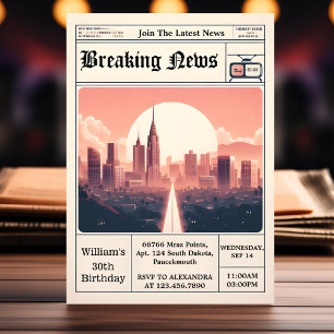 Chic Retro men Erwachsene Zeitung 30. Geburtstag Einladung