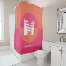 Chic Retro Orange Pink Geometrisch Modernes Monogr