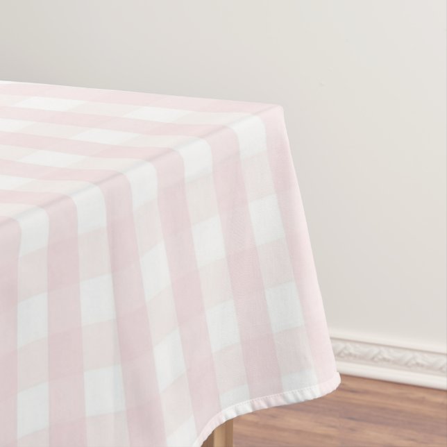 Chic Retro Pastel Pink Gingham Pattern Spring Tischdecke (Beispiel)