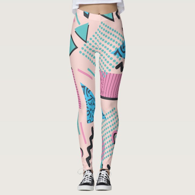 Chic Retro Pastel Shapes Leggings (Vorderseite)