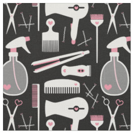 Chic Retro Pink White Black Hair Salon Tools Stoff