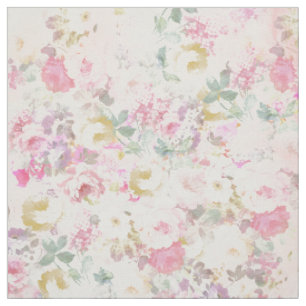 Chic Retro rosa weißes Aquarellmuster Stoff