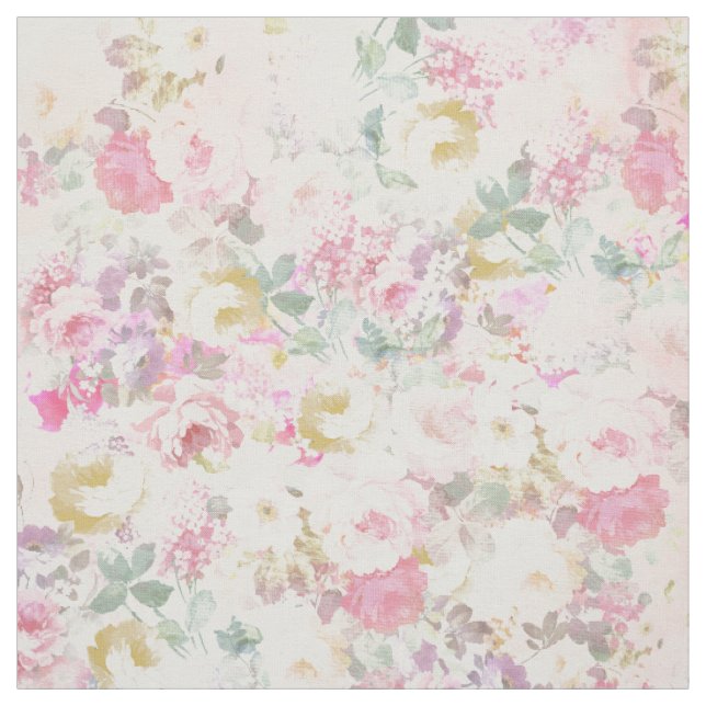 Chic Retro rosa weißes Aquarellmuster Stoff (Muster)