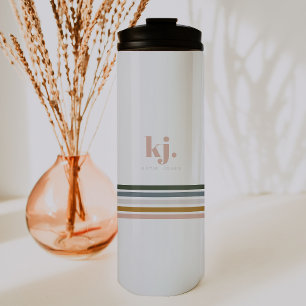 Chic Retro Streifen Monogramm Thermosbecher