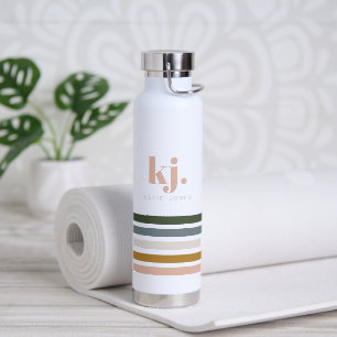 Chic Retro Streifen Monogramm Trinkflasche