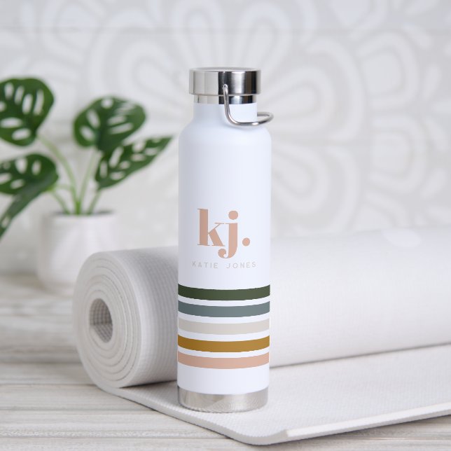 Chic Retro Streifen Monogramm Trinkflasche (Yoga)