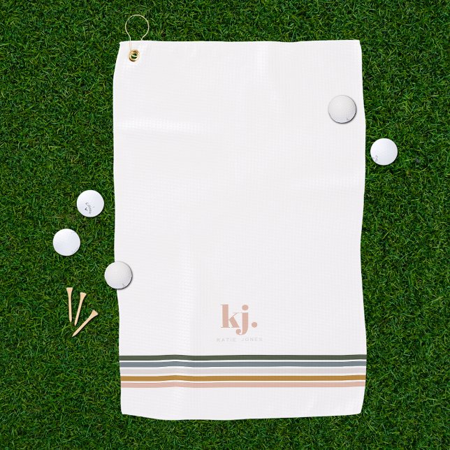 Chic Retro Stripes Monogram Golf Handtuch (Von Creator hochgeladen)