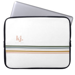 Chic Retro Stripes Monogramm Laptop-Sieb Laptopschutzhülle