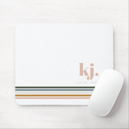 Chic Retro Stripes Monogramm Mousepad