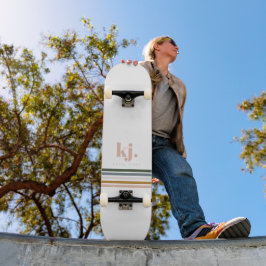 Chic Retro Stripes Monogramm Skateboard