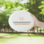 Chic Retro Stripes Monogramm Wham-O Frisbee<br><div class="desc">Unsere personalisierten Frisbees machen ideale Geschenke für jeden Anlass. Ein minimalistisches Monogramm-Design mit großen typografischen Initialen in einem klassischen Schriftart mit Ihrem Namen unten und schicken Retro-Regenbogenfarben Streifen. Fügen Sie diesem Design Ihre benutzerdefinierte Formulierung hinzu, indem Sie die Felder "Diese Designvorlage bearbeiten" auf der rechten Seite des Elements verwenden, oder...</div>