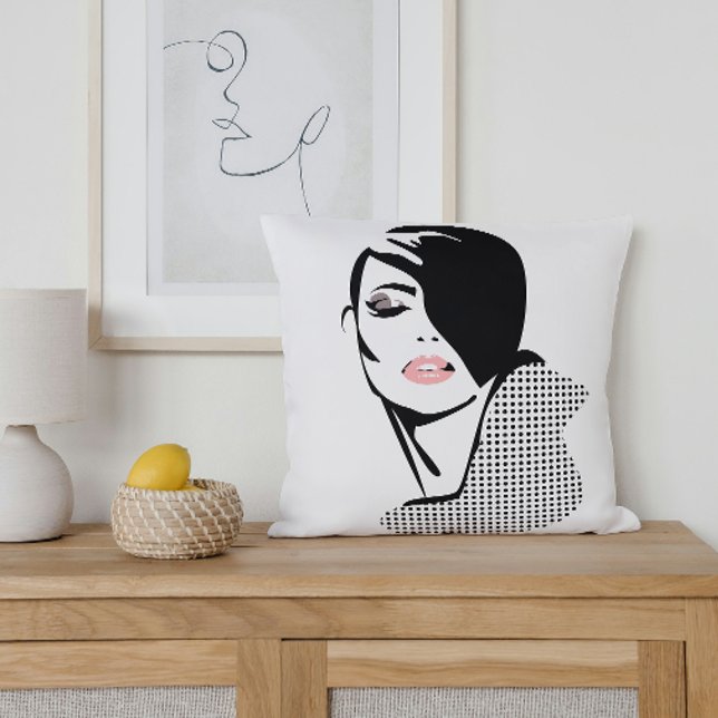 Chic Retrodots Fashion Girl Kissen (Von Creator hochgeladen)