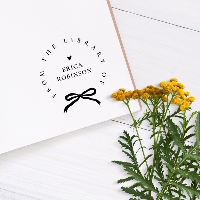 Chic Ribbon Round Elegant Library Book Gummistempel (Von Creator hochgeladen)