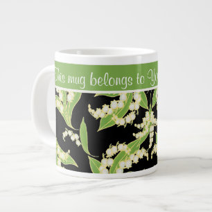 Chic-riesige Kaffee-Tasse: Maiglöckchen, Schwarze Jumbo-Tasse