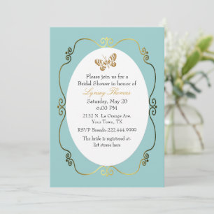 Chic Robin's Ei Blue & Gold Custom Brautparty Einladung