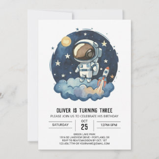 Chic Rocket Children's Astronaut Boy Geburtstag Einladung