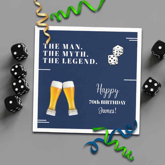 Chic Rolling Dices Pints 70th Birthday Serviette (Von Creator hochgeladen)