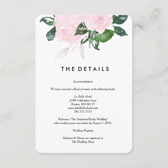 Chic Romance | Details-Karte Begleitkarte (Vorderseite)