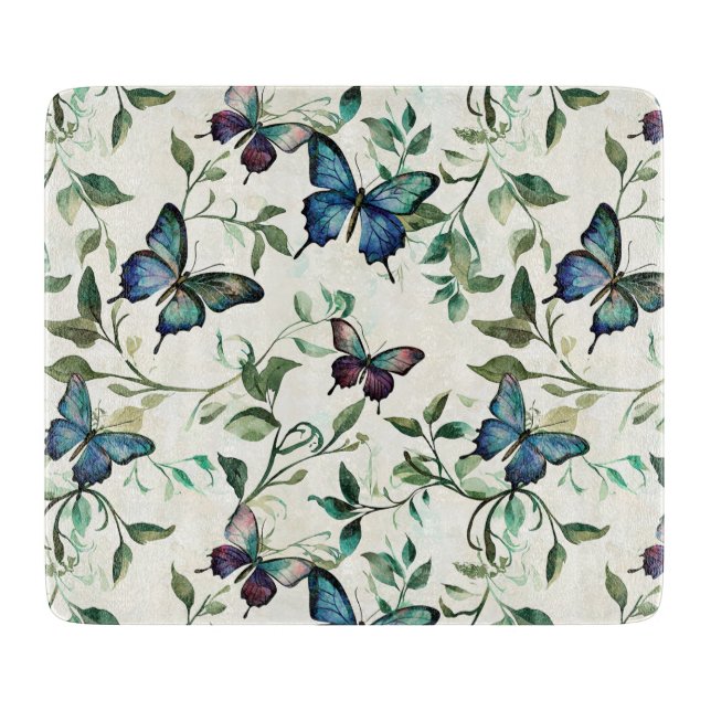 Chic Romantic Blue Butterflies Brautparty Schneidebrett (Vorderseite)