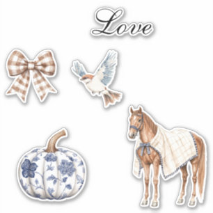 Chic Romantic Blue White Floral Wedding Aufkleber