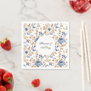 Chic Romantic Blue White Floral Wedding Serviette