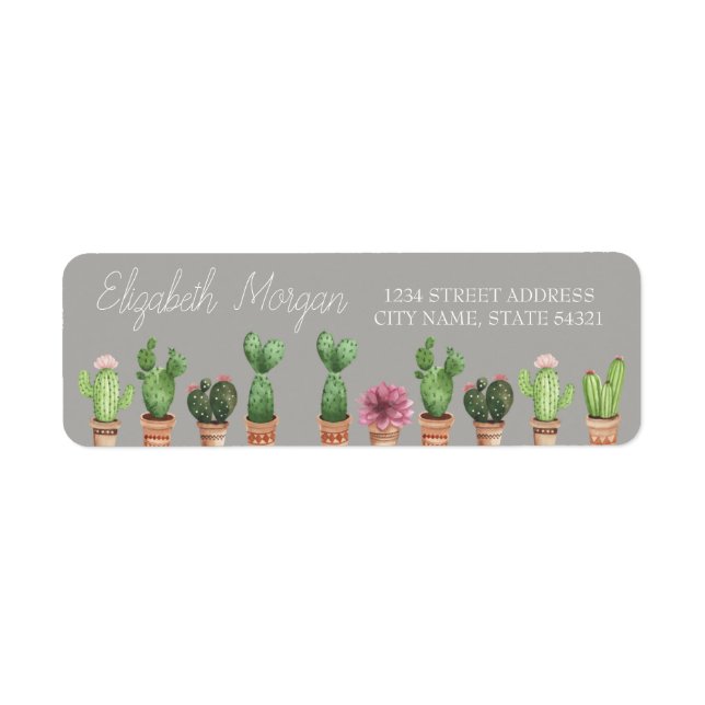 Chic Romantic Cactus Address Label (Vorne)