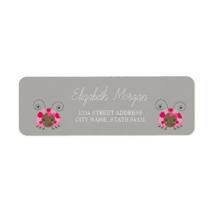 Chic Romantic Cartoon Ladybug Adressetikett