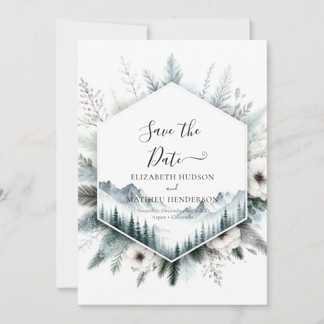 Chic Romantic Mountain Wedding Save The Date (Vorderseite)