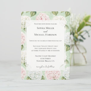 Chic Romantic Pink Blue White Floral Hochzeit Einladung