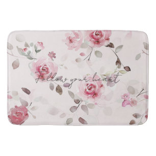 Chic Romantic Pink Floral Badematte