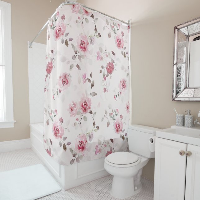 Chic Romantic Pink Floral Duschvorhang (Beispiel)