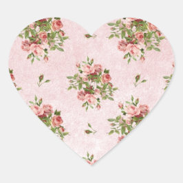 Chic Romantic Rose Floral Herz-Aufkleber