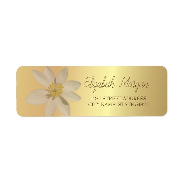 Chic Romantic White Daisy Gold Address Label (Vorne)