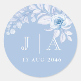 Chic romantique Classique Bleu Sticker Floral & Ét