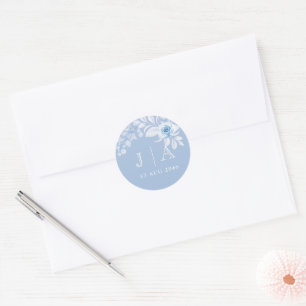 Chic romantique Classique Bleu Sticker Floral & Ét