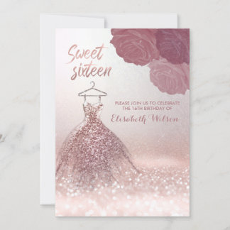 Chic romantische Rose Gold glänzende Kleidung Rose Einladung