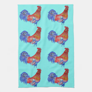 Chic Rooster Chic Bleu Poulet Cuisine Serviette de