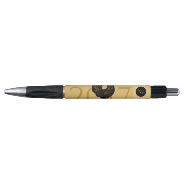 Chic Rooster Chinese New Year 2017 Monogram Pen Kugelschreiber (Vorderseite)