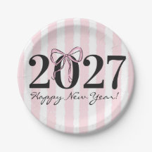 Chic rosa gestreifter Bogen 2027 Silvesterparty