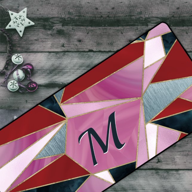 Chic rosa grau abstrakt geometrisch schreibtischunterlage (Von Creator hochgeladen)