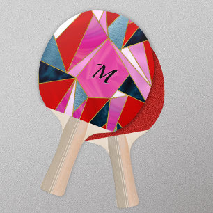 Chic rosa grau abstrakt geometrisch tischtennis schläger