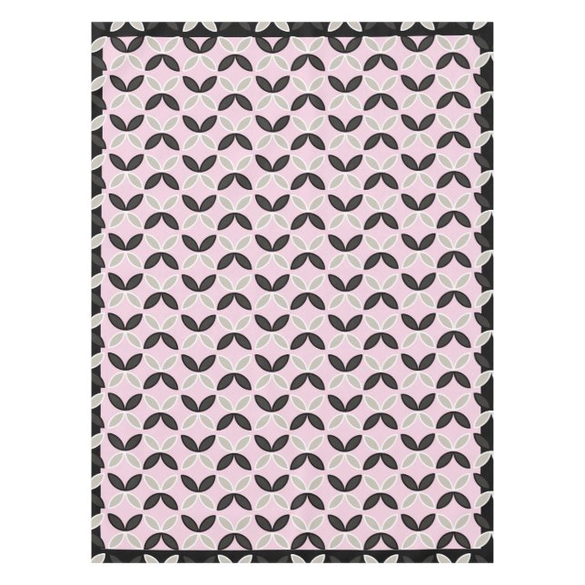 Chic rosa, graue und weiße Blütenblätter Tischdecke (Vorderseite)