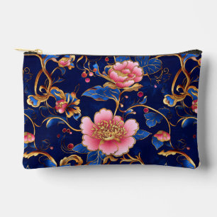 Chic rosa Kobalt Blau Blumenmuster Zubehörtasche