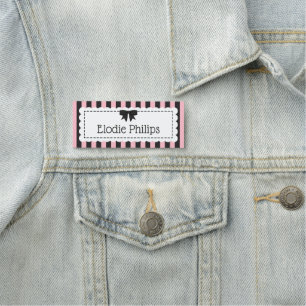 Chic rosa schwarz gestreifter Muschelrand Boutique Namensschild