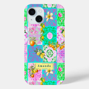 Chic rosa sizilianische Zitruscollage Blumenziegel Case-Mate iPhone Hülle